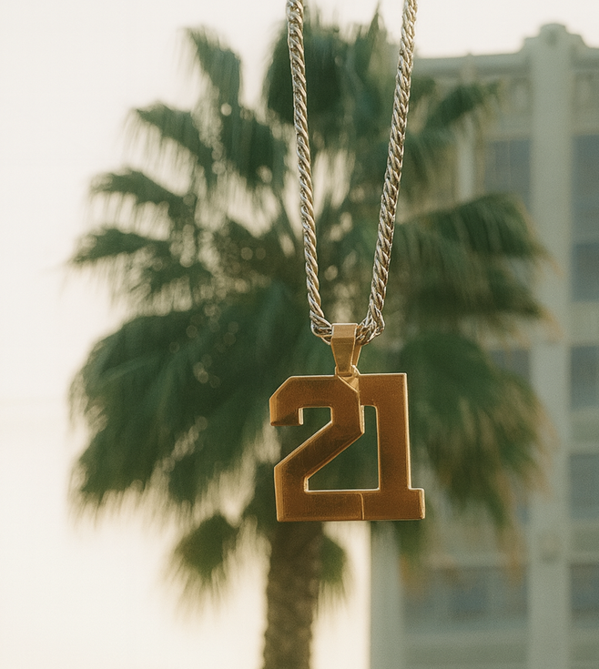 Custom Gold Number Pendant