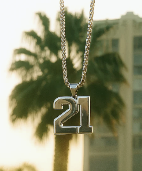 Custom Silver Number Pendant